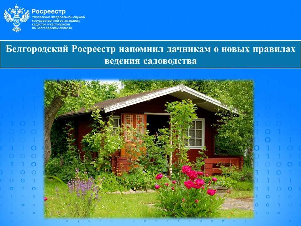 Белгородский Росреестр напомнил дачникам о новых правилах ведения садоводства.